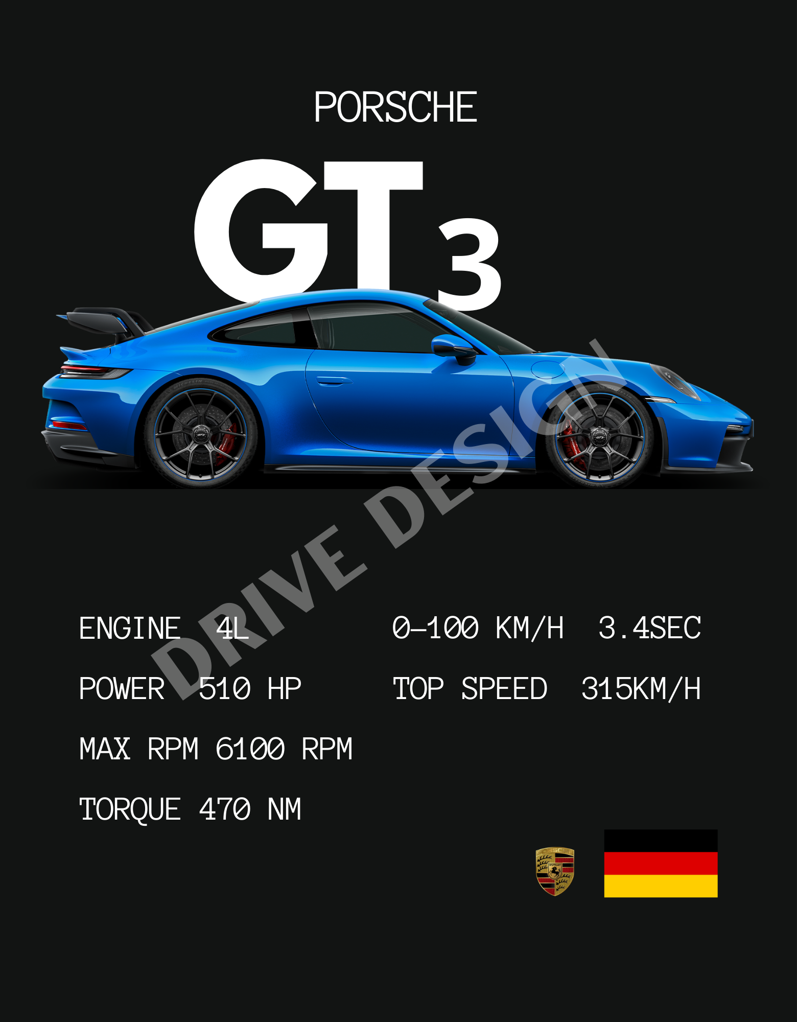 Affiche d'une Porsche GT3 type 992